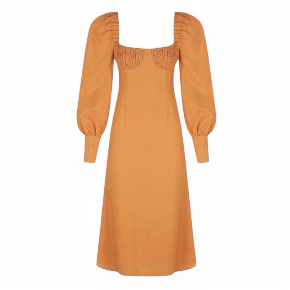 NWT Anthropologie Charlie Holiday Fitted Linen Long Sleeve Maxi Dress 2